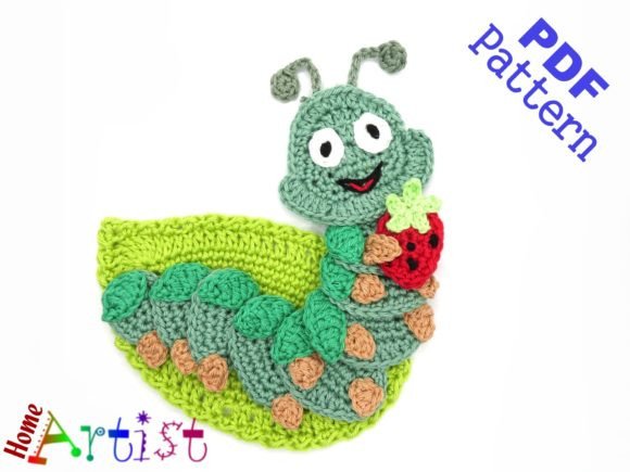 Caterpillar Leaf Crochet Applique