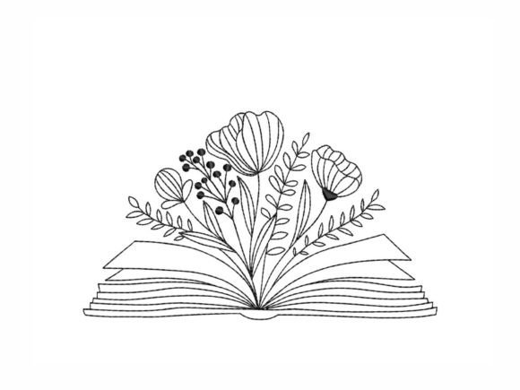 Floral Book Embroidery Design: A Beautiful Fusion of Nature and Literature