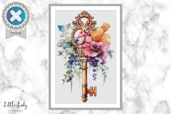 Floral Key Cross Stitch Pattern PDF
