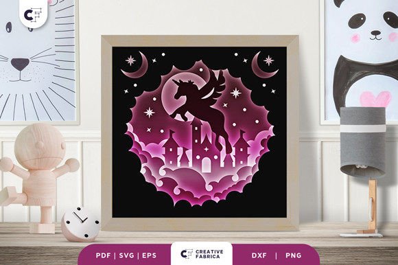 Unicorn and the Castle 3D Shadow Box SVG: A Magical Addition to Your Creative Projects