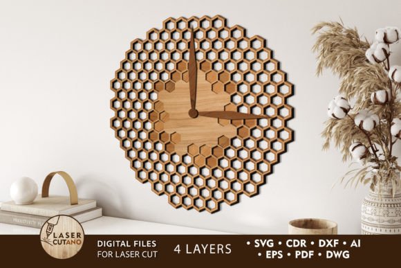 Wall Clock Honeycomb Laser Cut Template
